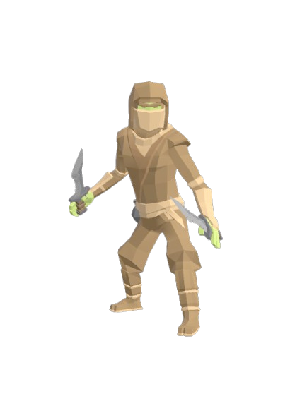 A Duelist crouched with twin daggers drawn