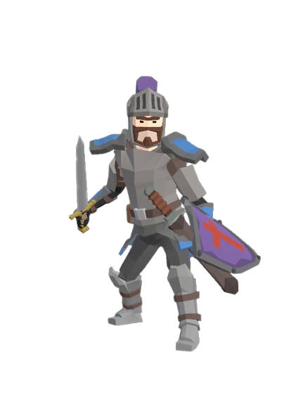 A Shieldbearer in plate with a sword and a cross-marked tower shield