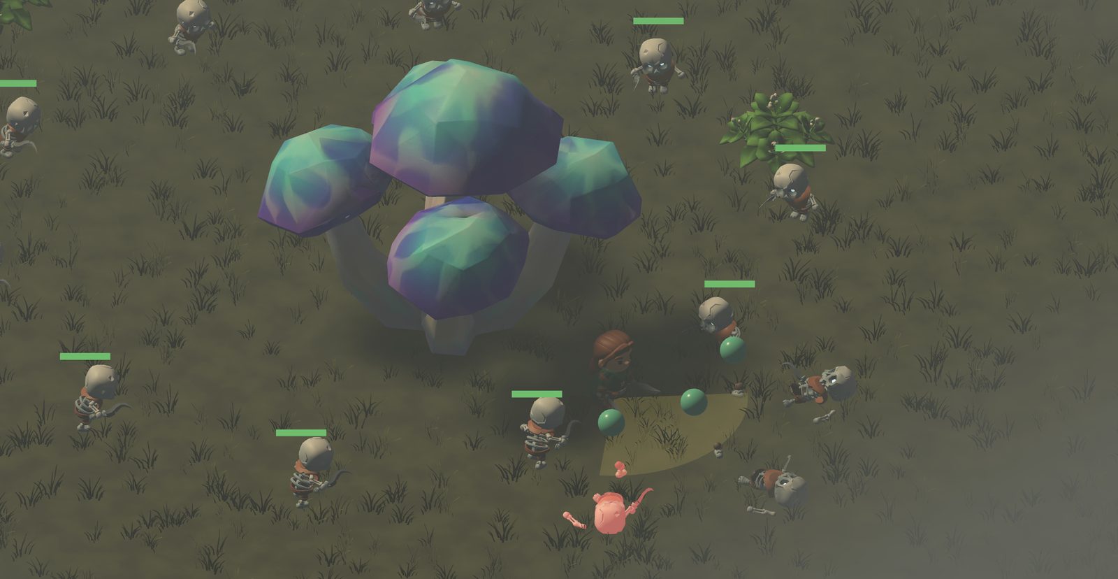 A warden surrounded by a swarm of skeletal husks in the combat arena